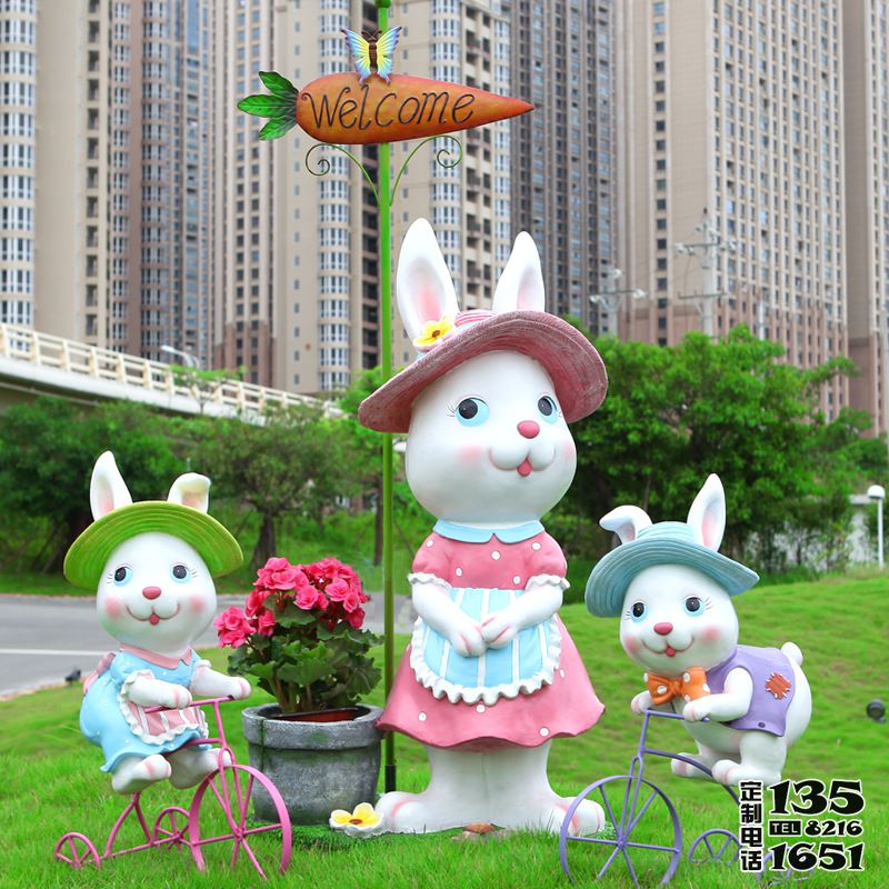 玻璃鋼樹脂彩繪公園草坪創(chuàng)意可愛(ài)卡通兔子雕塑 玻璃鋼樹脂彩繪公園草坪創(chuàng)意可愛(ài)卡通兔子雕塑